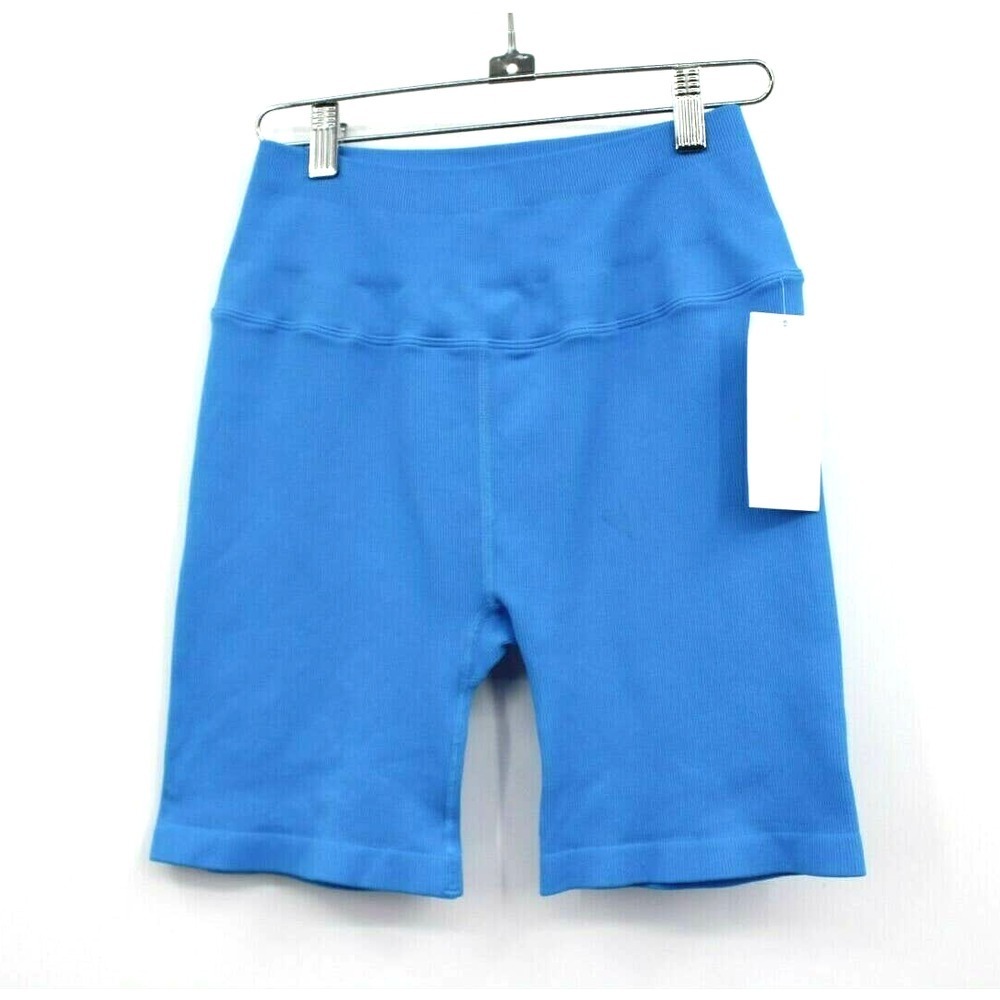Spiritual Gangster Amor Seamless High Waisted Biker Shorts Electric Blue M/L NEW - Picture 2 of 6